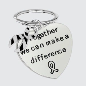 NCAN Big Heart Zebra Print Ribbon Keychain