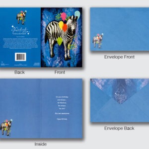 NCAN 3 Zebra Birthday Cards with Printed Envelopes by Designer Greetings
